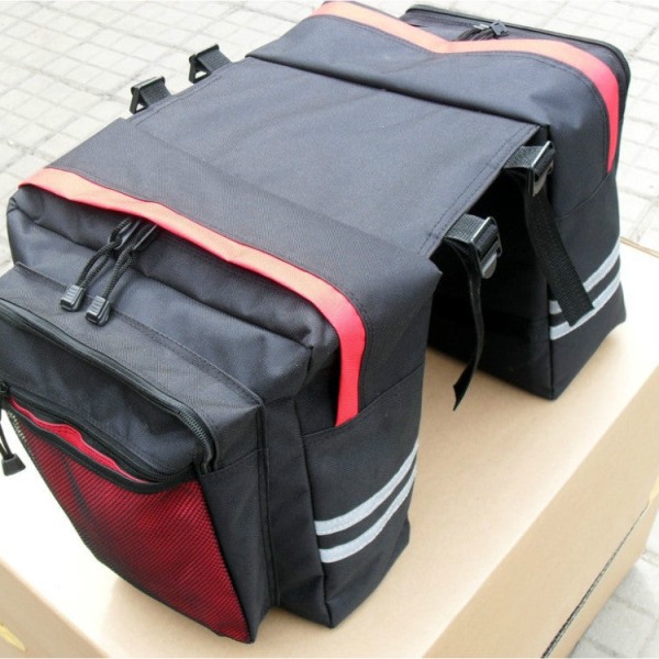 Cykel Mountain Bike Bag Rear Rack Bag Double Pack Sadelväska Black 31.5*31.5*16cm