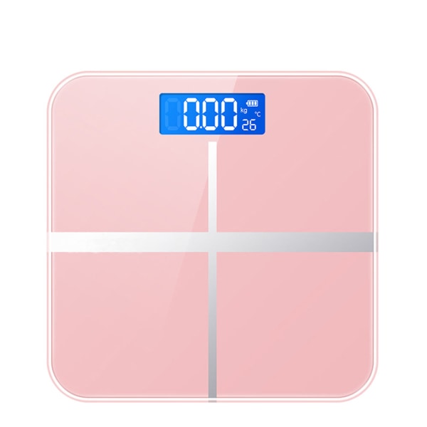 Kroppsviktsvåg Badrum rund hörnplattform Digital Elektronisk Smart Home Hälsoglas Striped pink 26 * 26CM rechargeable