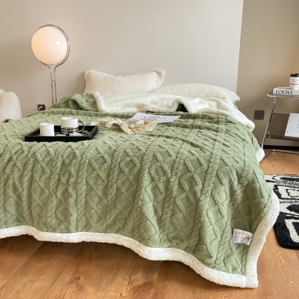 Syksyllä ja talvella paksuuntuva peitto Tower Cashmere cover päiväpeitto casual Tea Green 100*150cm