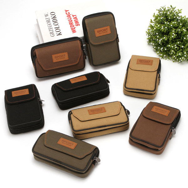 Män kvinnor Fanny Pack midjeväska 6,5-tums mobilbälte Slitstarkt byggarbetsplats Bälte Phone case Horizontal style in brown