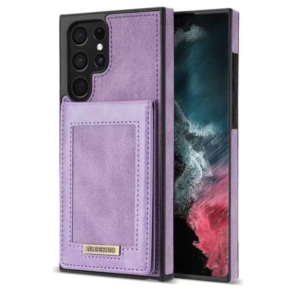 Etui til iPhone 13 Pro lilla brakett kortholder multifunksjon