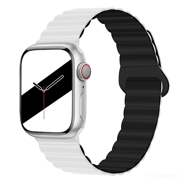 Urrem til Apple Watch iWatch 38/40/41/10 generation 42MM hvid med sort