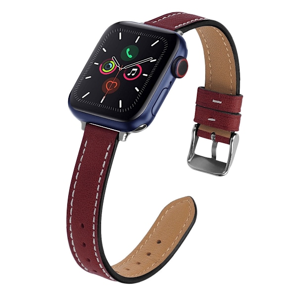 Klockarmband för Apple Watch iWatch 38/40/41/42 liten urtavla Burgundy vaxläder