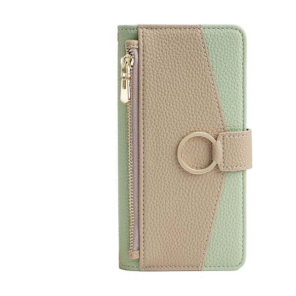 Etui til iPhone 14 Pro Max grønt enkelt læder etui spejl crossbody multifunktionelt
