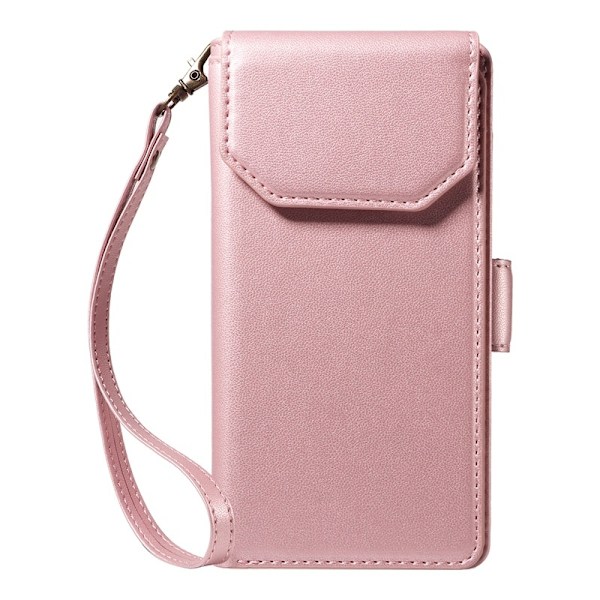 Etui til iPhone 13 Pro K multi-kort pung læder etui rosaguld multi-kort solid kortbeskyttelse