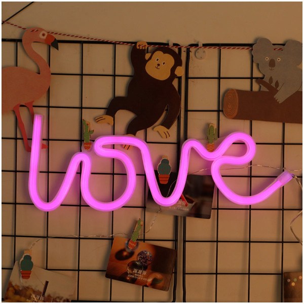 Love Neon LED värillinen lamppu USB akun muotoinen jouluehdotus LOVE-warm Color 30cm