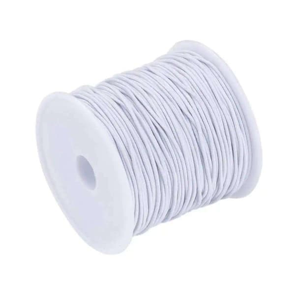 Sort nylonbelagt elastiksnor, 50 meter rulle, 0,6 mm, sort