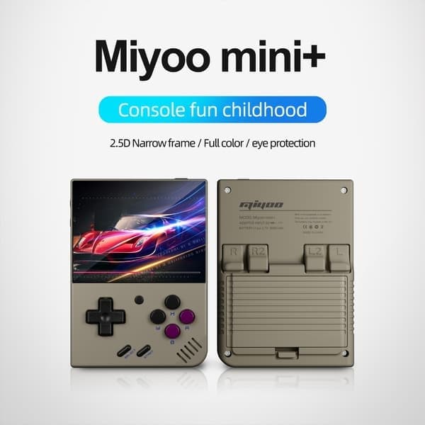 Kompakt Miyoo Mini Plus+ Spillekonsol, Kompatibel til RPG-elskere, USB-interface, med trådløs forbindelse, Understøttelse af Wi-Fi, Grå