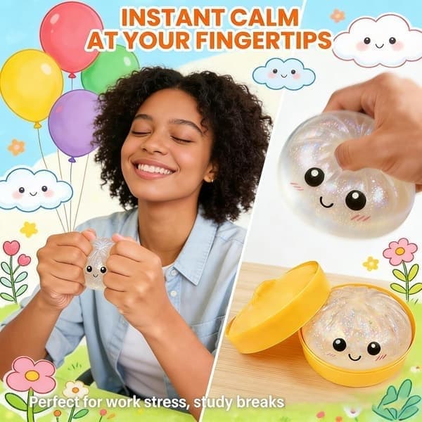 Glitter Clip Squishy Box, Angstdempende Fidget Sensorisk Myk Klips Dekompresjon Stressgaver (Hvit-A) Hvit