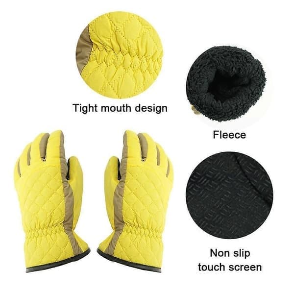 Dame Mesh Enkle Vinter Skihansker Vanntette Varme Vindtette, Gul Yellow