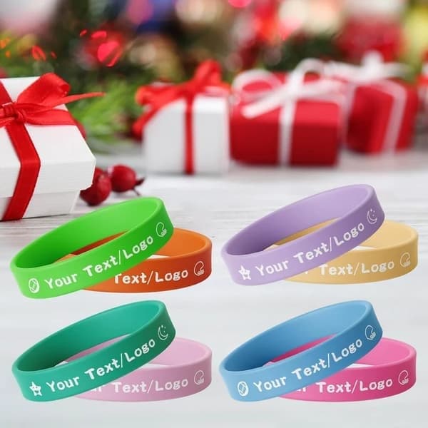 Brugerdefinerede silikonearmbånd med tryk, bulk 50-1000 stk. med logo tekstdesign, personlige gummibånd, BRUGERDEFINERET DESIGN, 50 STK. CUSTOM DESIGN 50 PCS
