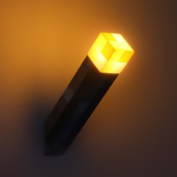 Minecraft Ruskeakivituli, 28 cm LED-yövalo, USB C-FA