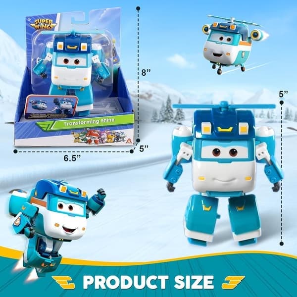 Super Wings Shine Flygplan Transformerbar Leksaksrobotfigur, Tecknad Transformerbar Robot