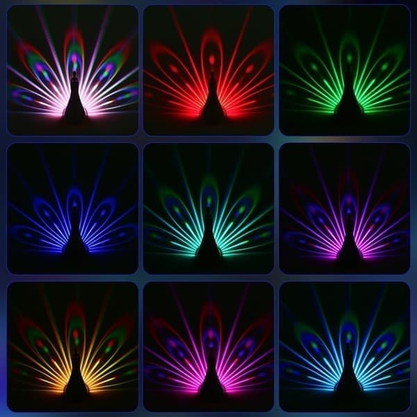 Påfuglelampe, Påfuglenatlampe, Påfuglevæglampe/projektorlampe (hvid)