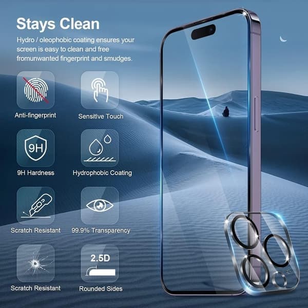 Skärmskydd i härdat glas för iPhone 15, härdat glas iPhone 15 Tempered glass
