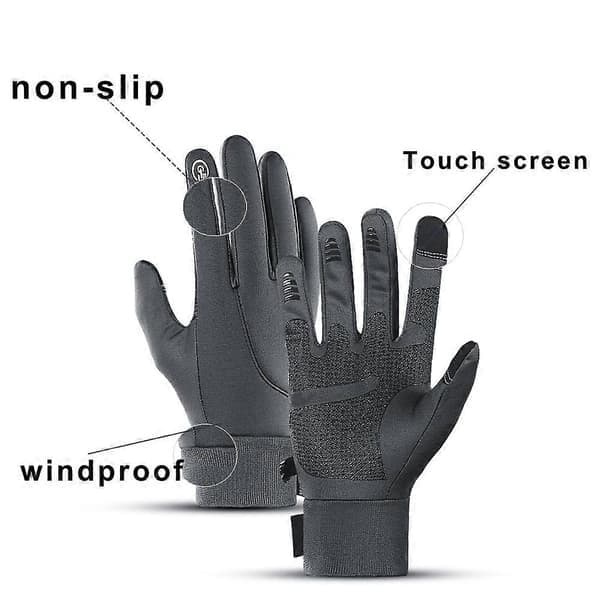 Vanntette hansker for menn og kvinner, varme vinterhansker med sensitive fingertupper, grå, størrelse S Grey S