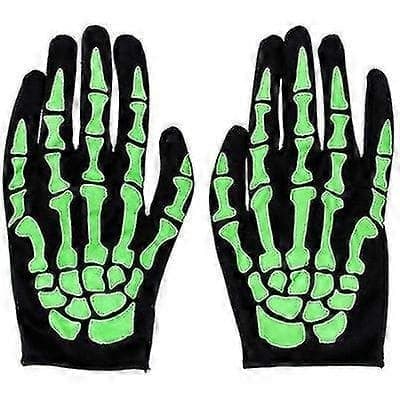 Skelet Handsker Halloween Kostumefest Handsker, Grøn green