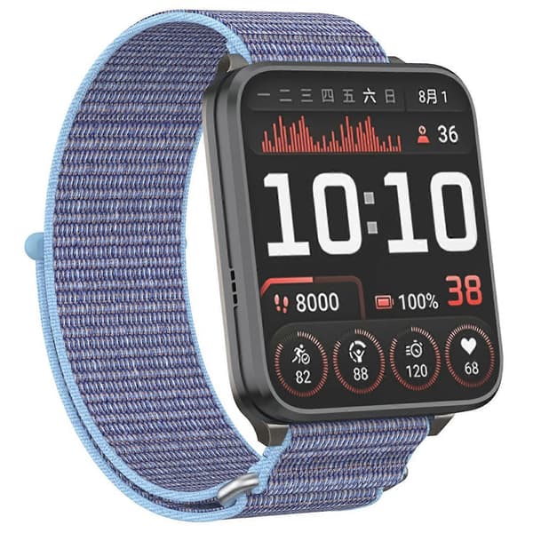 Til Garmin Venu X1 Håndledsrem Magic Tape Nylon Loop Urrem med Metalring - Blå Multicolor Blue