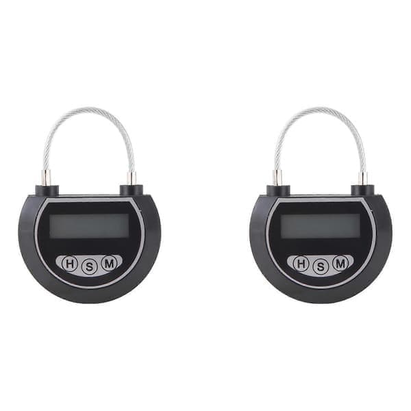 2X Elektronisk tidslås timerlåsbeholder Multifunksjonell tidslåsbeholder for leker Svart