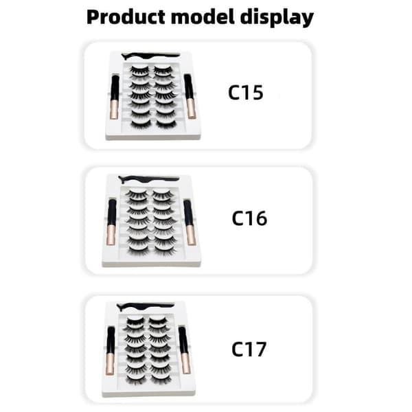 Magnetiska ögonfransar Eyeliner Kit 7 par lösögonfransar Flytande Eyeliner