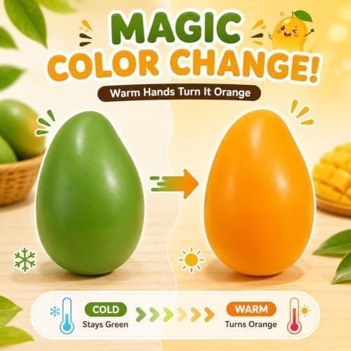 Sprø Mango Squishy ASMR Perlefylt Realistisk Mat Stressball Klembar Formbar Slushy ASMR Realistisk Taba Håndlaget, Mango Mango