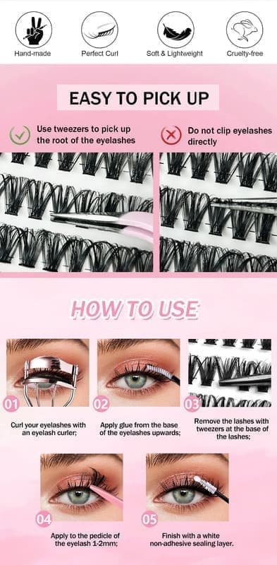DIY Individuella Ögonfransar, (30D+40D+50D+60D+80D+100D) （30D+40D+50D+60D+80D+100D）