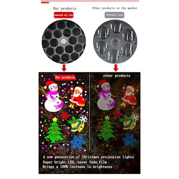 Utendørs juleprojektor, 3D roterende LED-projektor, vanntette julelys