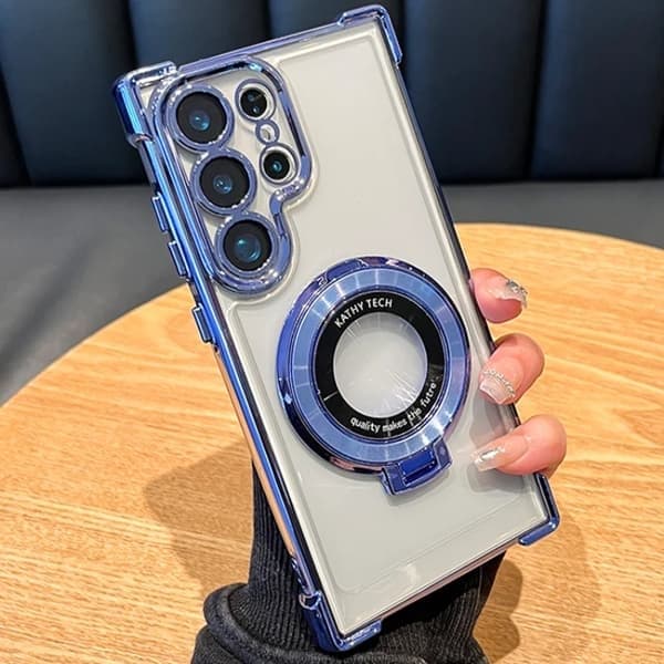 Gjennomsiktig mobildeksel for Samsung Note 10 Plus, støtsikkert, magnetisk, med støtte, sølv Silver ForSamsungNote10Plus