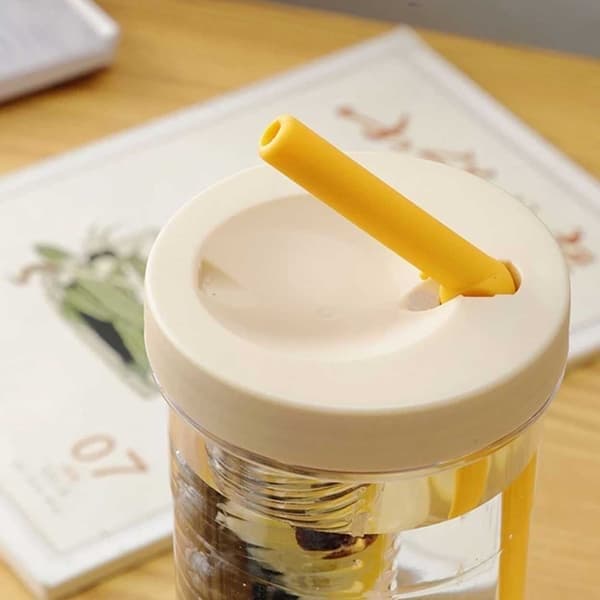 Vattenflaska med sugrör och infuser 700ml Transparent