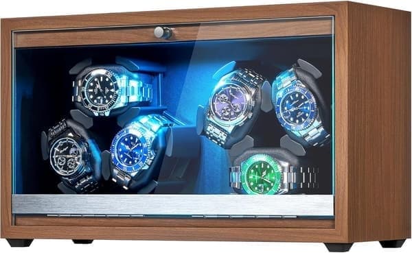 Lollanda Automatisk Ur-optrekker til 6 ure, LED-lys, Stille Motor, 4 Rotationsindstillinger, Perfekt til Urelskere