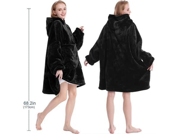 Oversized hettegenser, teppe, svart Svart black