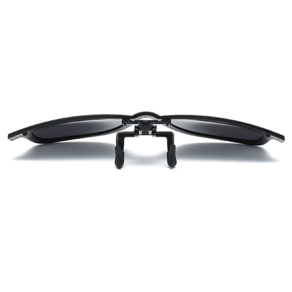 Clip-on Wayfarer solbriller med spejlglas til eksisterende briller, sorte