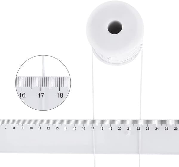 Sort nylonbelagt elastiksnor, 50 meter rulle, 0,6 mm, sort