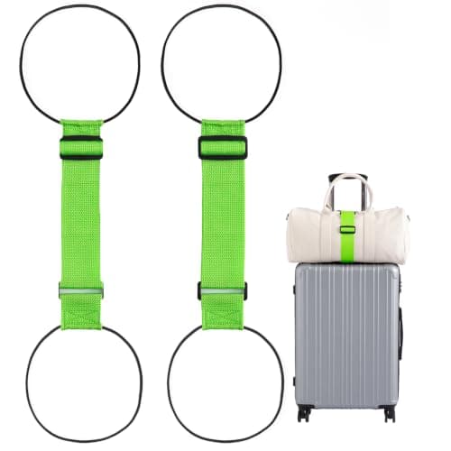 2-pack bagageremmar för resväskor, 25 färger, justerbar elastisk resväskrem med dubbel stabilitetsdesign, handsfree Fluorescent green