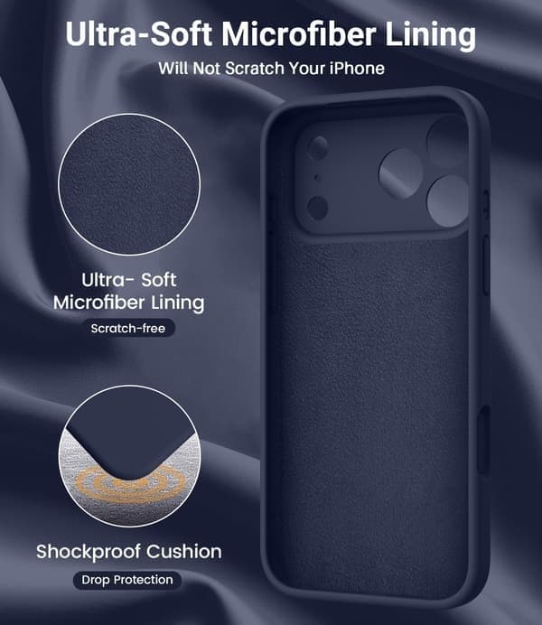 Silikonfodral för iPhone 17 Pro Max, MagSafe-kompatibelt, Stöttåligt, Midnattsblått bleu nuit iPhone 17 Pro Max