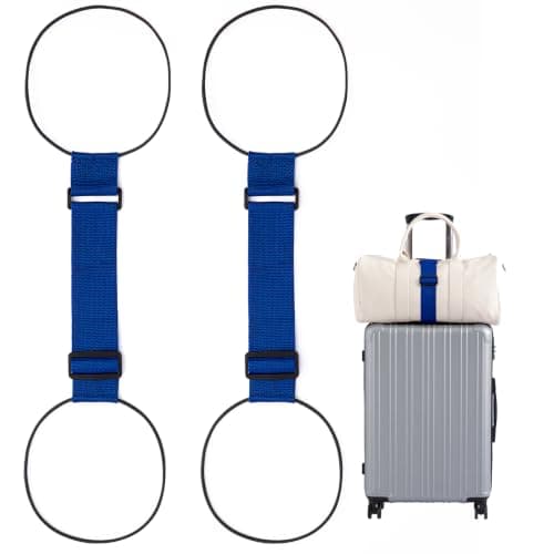 2-pack bagageremmar för resväskor, 25 färger, justerbar elastisk resväskrem med dubbel stabilitetsdesign, handsfree Blue