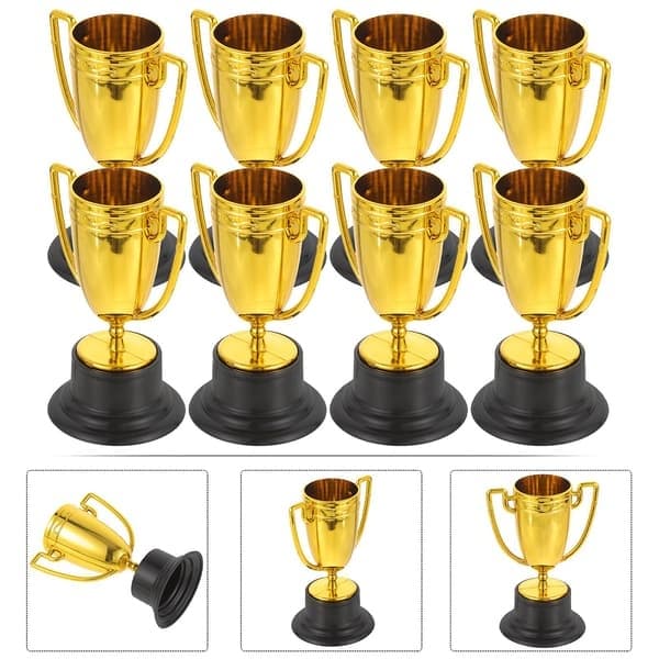 8 st Mini Prispokaler Guld Troféer Barn Skolbelöningar Gyllene