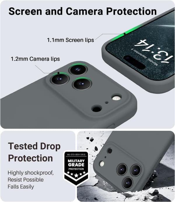 Silikone telefoncover til iPhone 17 Pro, MagSafe-kompatibel, stødsikker, antracitgrå Gris anthracite iPhone 17 Pro