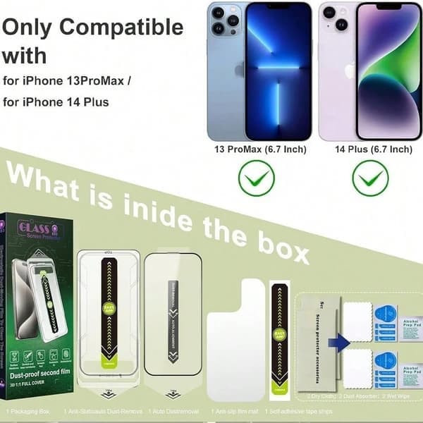 Skjermbeskytter i herdet glass for iPhone 16 Plus, boblefri iPhone 16 Plus