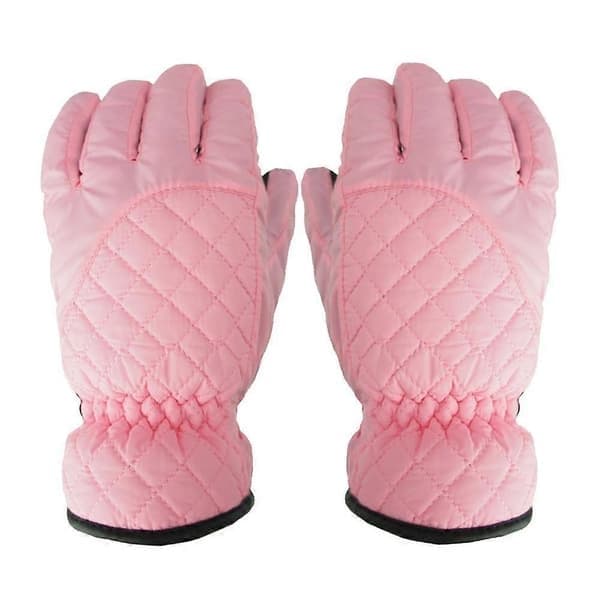 Skihandsker til kvinder, vandtætte, varme, vindtætte, lyserøde Pink