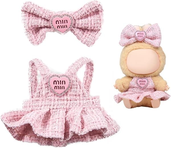 17 cm dockkläder set, söta kläder kompatibla med Monster, rosa modeklänning
