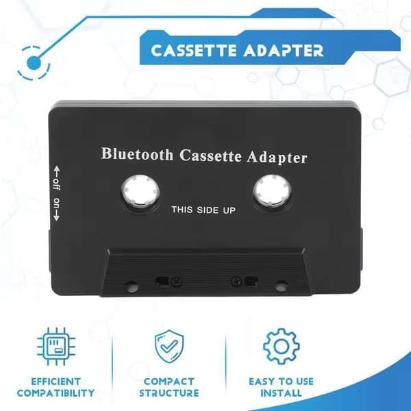 Bluetooth Kassettadapter 5.0 for Bilstereo, Trådløs Mottaker med Håndfrie Samtaler, Svart