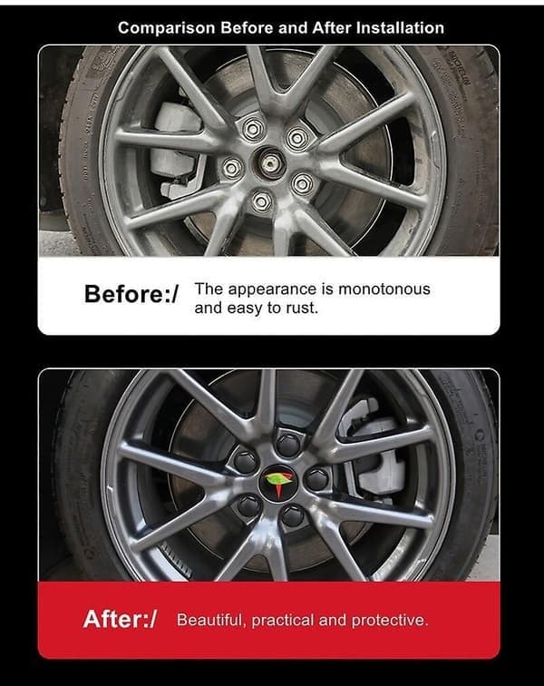 Tesla Model 3 YSX Hjulnavkapslar Set Centrumkapsel Navmutterkåpa Svart Röd Vit Grå med 4 Centrumkapslar 20 Mutterkåpor, Silver Ljus Silver Bright