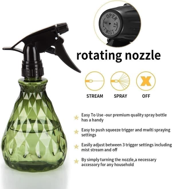 2-pack sprayflaskor 500ml/17oz tomma vattensprayflaskor återanvändbara justerbara plastsprayflaskor