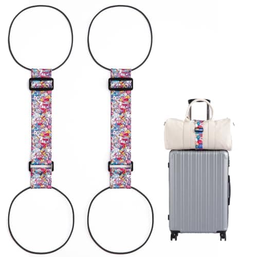2-pack bagageremmar för resväskor, 25 färger, justerbar elastisk resväskrem med dubbel stabilitetsdesign, handsfree Monster