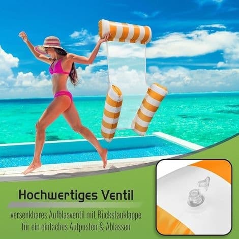 Luftmadras. Oppustelig poolstol. Vandstol med ryglæn og armlæn. Badestol