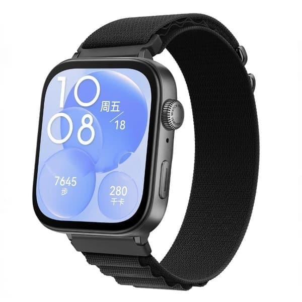 Alpine Loop Nylon Urrem til Huawei Watch Fit 4, Sort Black Huawei Watch Fit 4