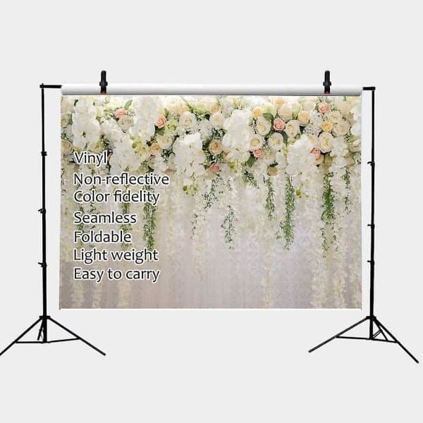 Vit Ros Blommig Fotobakgrund Brud Bröllopsblommor Vägg