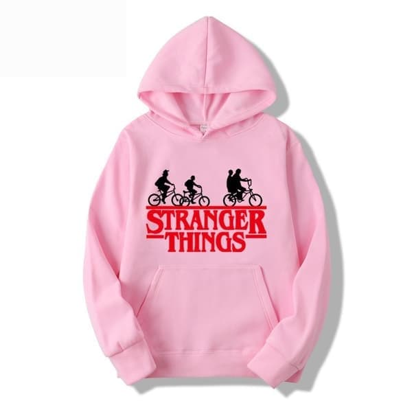 Stranger Things Trykt Pullover Hættetrøje med Fleecejakke, Lysegrå, Størrelse S Lysegrå S, Lysegrå Light Gray