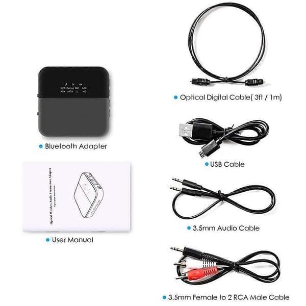 HD Bluetooth 5.0-sändare, ljudadapter för 2 hörlurar, med display, låg latens, stöder F